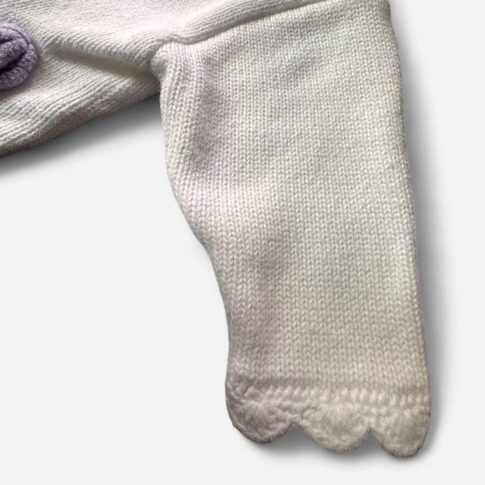 Vintage Celebrity Kids Baby Girl White Knit Cardigan Floral Embroidered 3 months - Picture 7 of 7